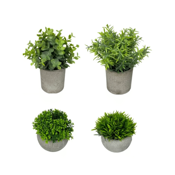 Rustic Potted Faux Plants - Set of 4
