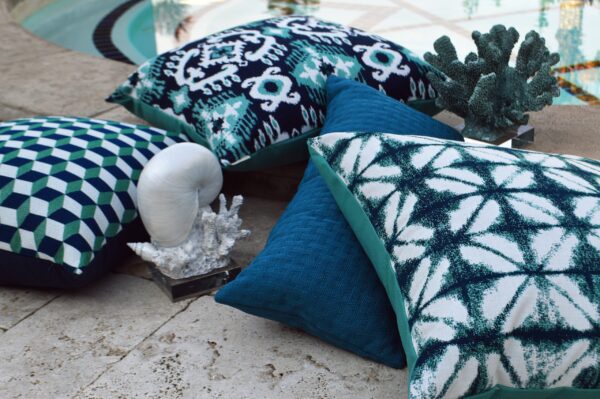 Carmel Weave-Turquoise Outdoor Throw Pillows | DV Kap Home