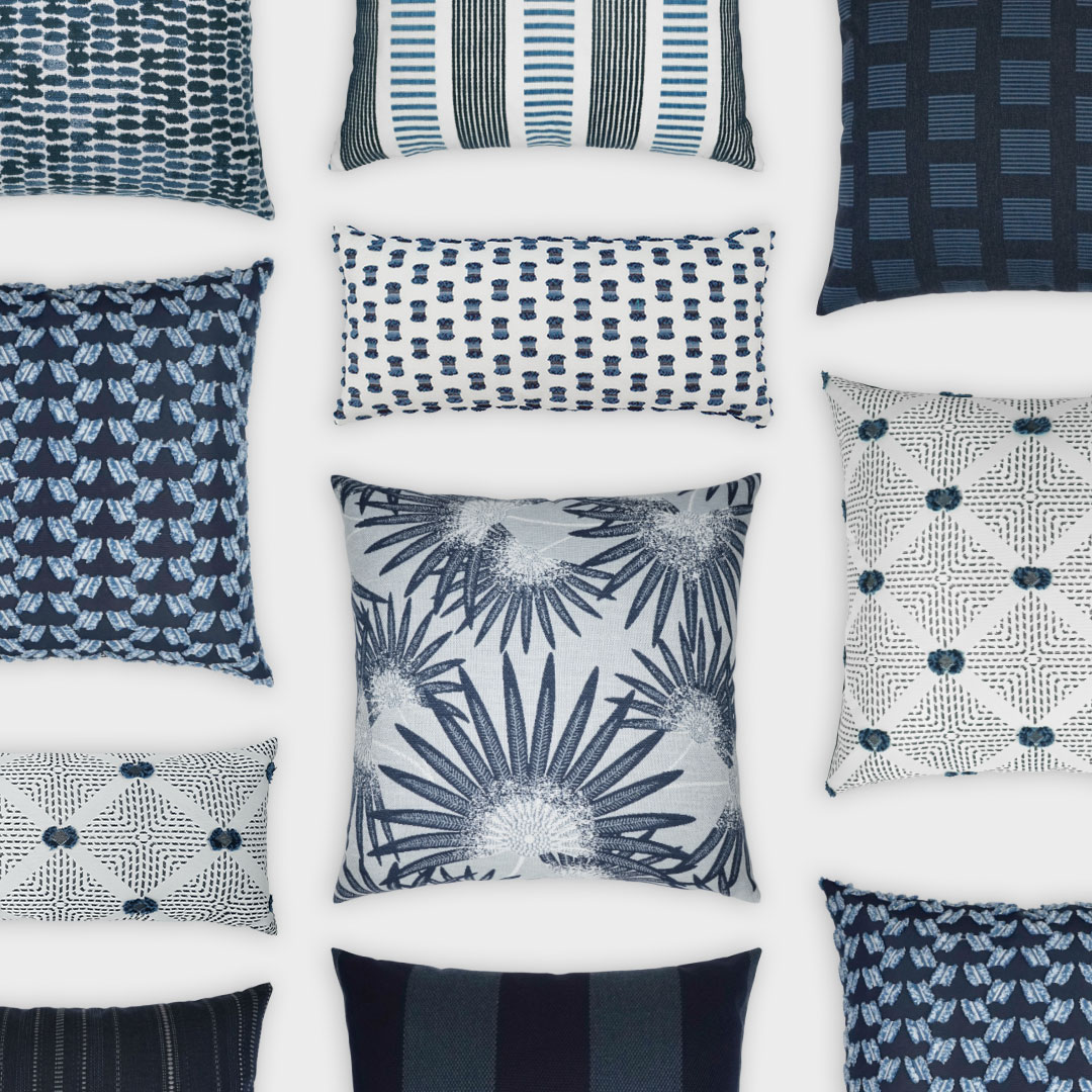 Novara-Indigo Outdoor Throw Pillows | DV Kap Home